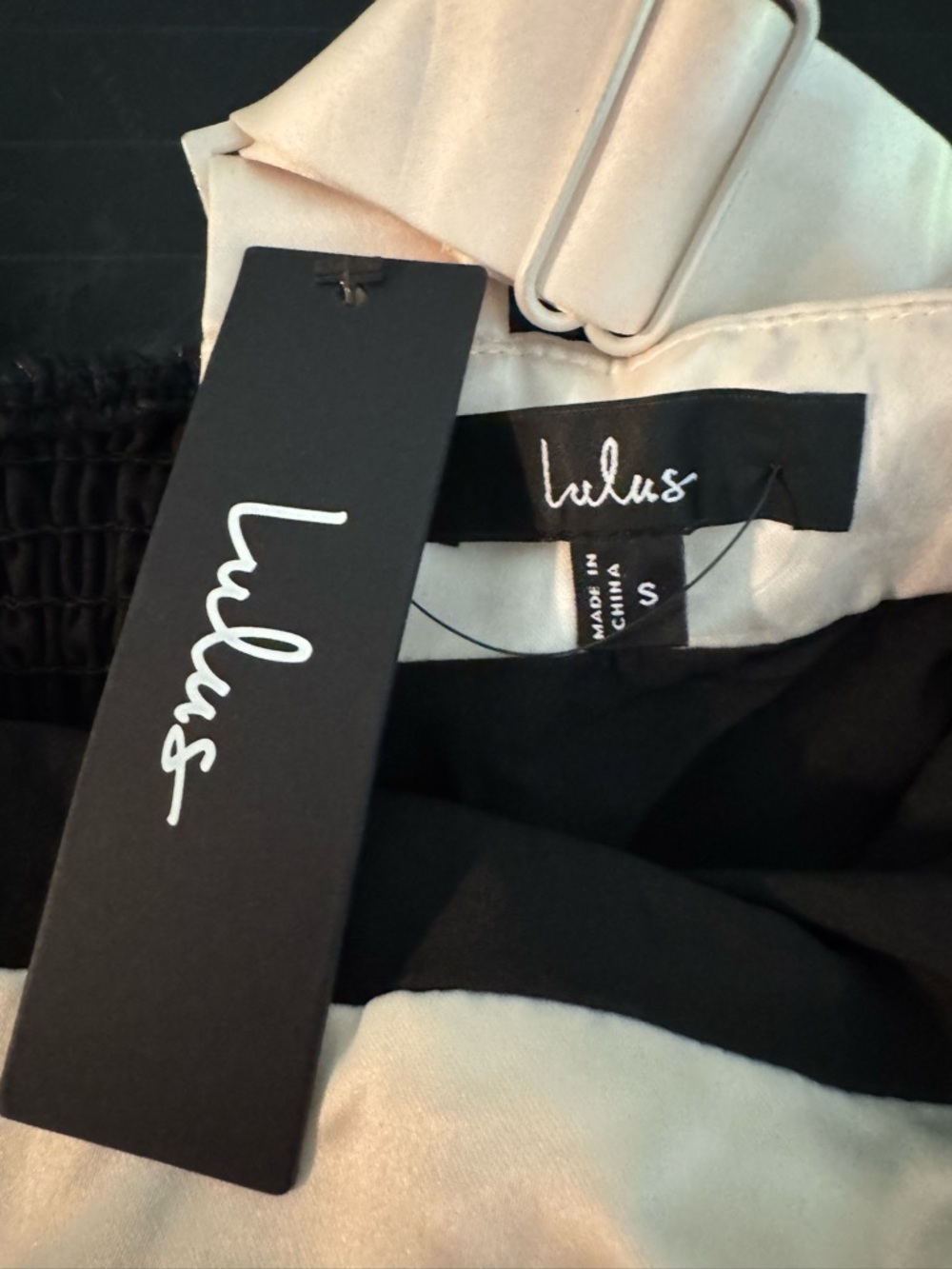 Lulus Black Tiered Organza Maxi Dress Champagne Bow Strappy S NWT - Picture 2 of 8